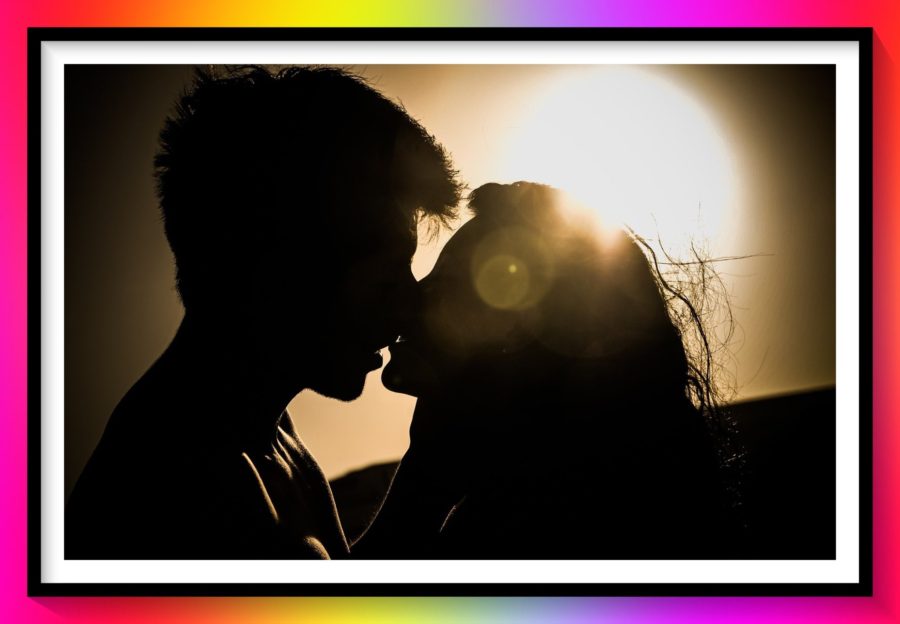 the unbreakable drama image of lovers in silhouette kissing