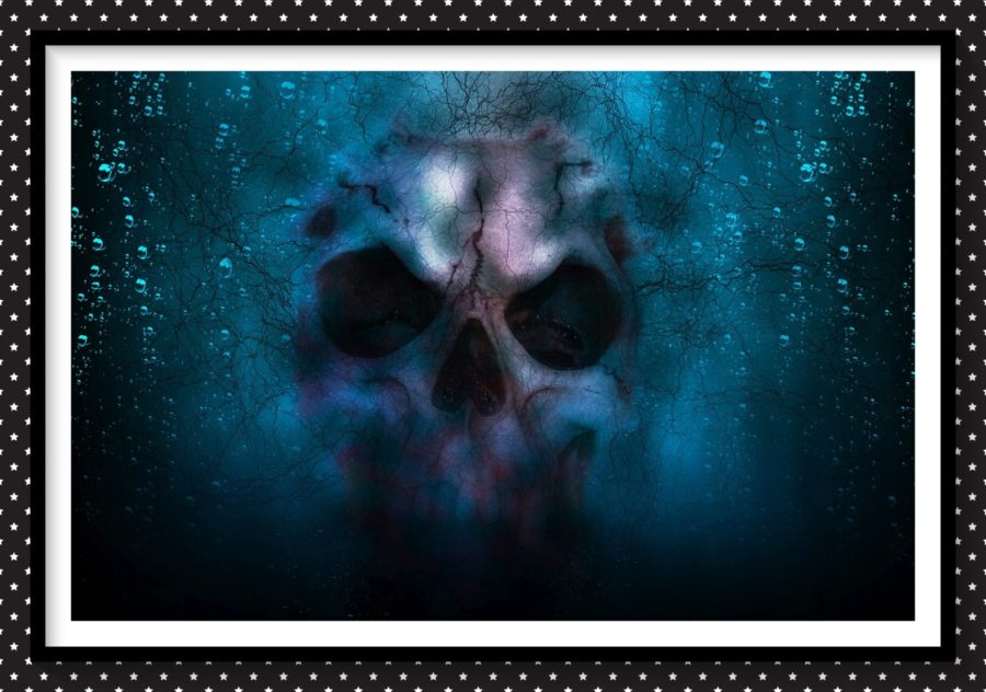 horror skull with evil background